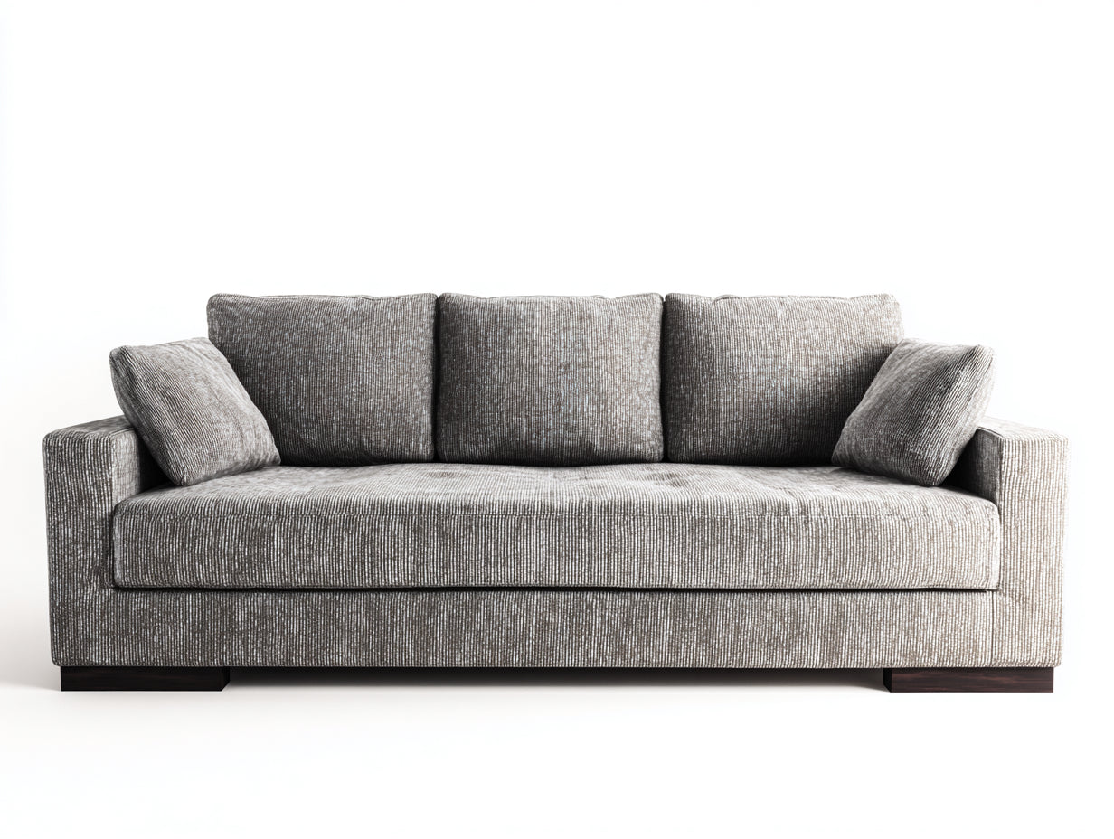 Gerades Sofa mit Cordstoffbezug 220 x 95 x 85 cm - Hellgrau - Großzügige Sitzfläche für Wohnzimmer