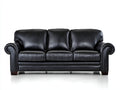 Gerades Sofa mit Kunstlederbezug 220 x 92 x 88 cm - Schwarz - Klassisches 3-Sitzer-Design mit gerundeten Armlehnen