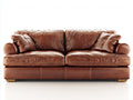 Gerades Sofa mit Kunstlederbezug 215 x 96 x 88 cm - Cognacbraun - Weiche Polsterung mit abgerundeten Armlehnen