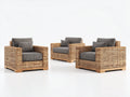 Gartensofa Set aus Polyrattan 86 x 82 x 78 cm - Naturbraun und Anthrazit - 3-teilig mit 3 Sesseln