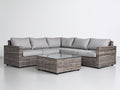 Gartensofa aus Polyrattan 270 x 270 x 75 cm - Graubraun und Hellgrau - L-förmiges Lounge Set mit Glastisch