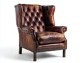 Ohrensessel mit Lederbezug 91 x 89 x 111 cm - Cognacbraun - Klassischer Chesterfield-Stil