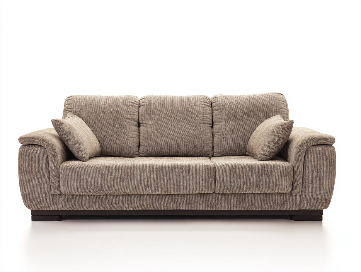 Gerades Sofa mit strukturiertem Stoffbezug 215 x 92 x 88 cm - Taupe - Modernes Design mit breiten Armlehnen