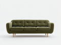 Gerades Sofa aus Samtstoff 218 x 88 x 83 cm - Olivgrün - Dreisitzer im modernen Retrodesign mit Holzbeinen