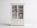 Bücherregal mit Glastüren 105 x 42 x 190 cm - Weiß - Klassisches Design mit 2 Türen und 2 Schubladen