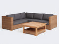 Gartensofa aus Polyrattan mit Tisch 240 x 240 x 72 cm - Braun und Grau - L-förmiges Design für Terrasse und Garten