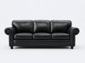 Gerades Sofa mit Kunstlederbezug 220 x 94 x 90 cm - Schwarz - Klassischer Dreisitzer mit gerollten Armlehnen
