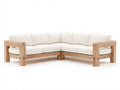 Gartensofa aus Holz 240 x 240 x 76 cm - Naturbraun und Creme - Eckdesign mit 5 Sitzplätzen