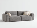 Gerades Sofa mit Strukturstoff 255 x 105 x 78 cm - Grau - Tiefes Sitzdesign mit breiten Armlehnen