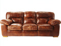 Gerades Sofa mit Lederbezug 220 x 98 x 94 cm - Cognacbraun - Dreisitzer im klassischen Design mit breiten Armlehnen