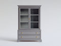 Bücherregal aus Holzwerkstoff und Glas 100 x 42 x 180 cm - Grau - 2 Glastüren und 2 Schubladen