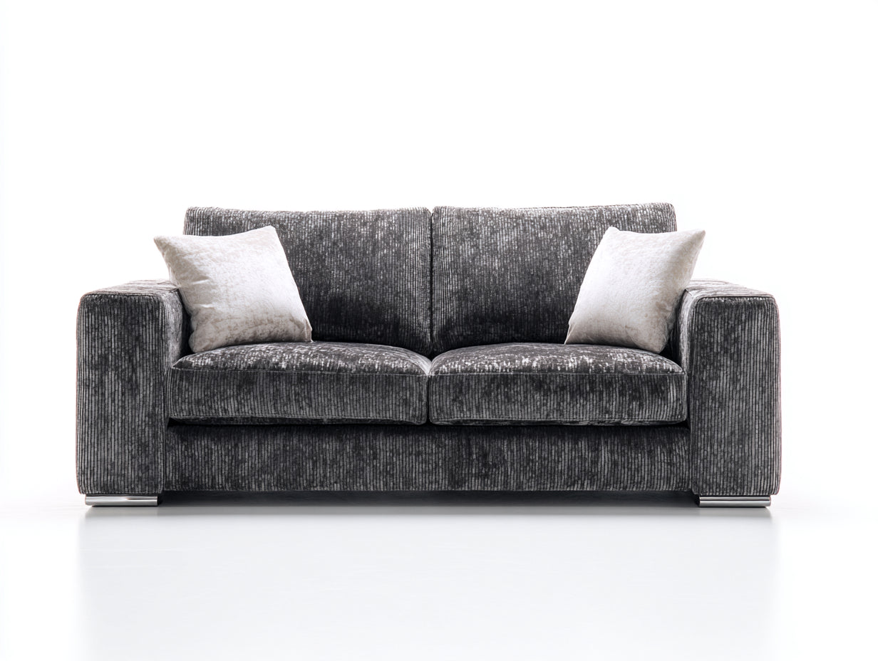 Gerades Sofa mit Cordstoffbezug 190 x 90 x 84 cm - Dunkelgrau - Gepolstertes Design für Wohnzimmer