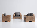 Gartensofa Set aus Polyrattan 165 x 85 x 80 cm - Naturbraun Dunkelgrau - 3-teilig mit Zweisitzer und 2 Gartensesseln