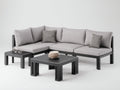 Gartensofa mit Metallgestell und 2 Tischen 245 x 185 x 76 cm - Anthrazit und Hellgrau - Modulares L-förmiges Design