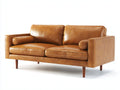 Gerades Sofa in Lederoptik 190 x 88 x 84 cm - Cognacbraun - Modernes Zweisitzer Design mit Holzfüßen