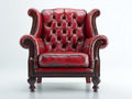 Ohrensessel mit Bezug in Lederoptik 93 x 96 x 107 cm - Dunkelrot - Klassisches Chesterfield Design mit Knopfheftung
