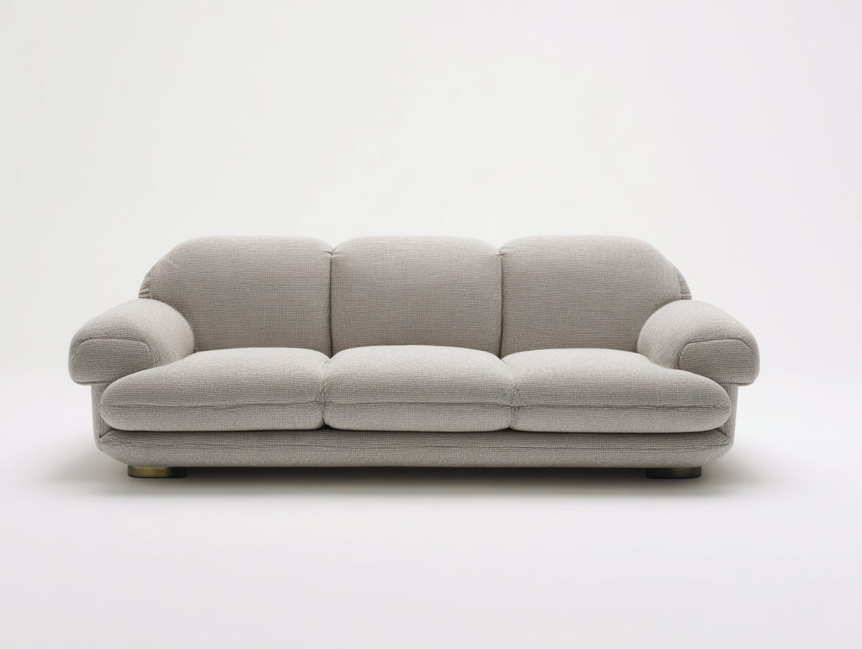 Gerades Sofa mit Strukturstoffbezug 210 x 94 x 86 cm - Hellbeige - Abgerundete Polsterung für Wohnzimmer