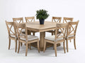 Garten Essgarnituren Set aus Holz 150 x 150 x 75 cm - Naturbraun - 9-teilig mit 8 Stühlen