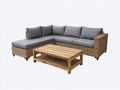 Gartensofa aus Polyrattan 252 x 184 x 76 cm - Naturbraun und Grau - L-Form mit Couchtisch und Ablagefach