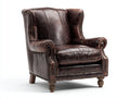 Ohrensessel mit Lederbezug 90 x 86 x 108 cm - Dunkelbraun - Klassischer Vintage Stil