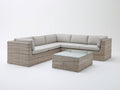 Gartensofa aus Polyrattan 255 x 255 x 80 cm - Hellgrau Beige - Eckdesign mit Couchtisch und Glasplatte